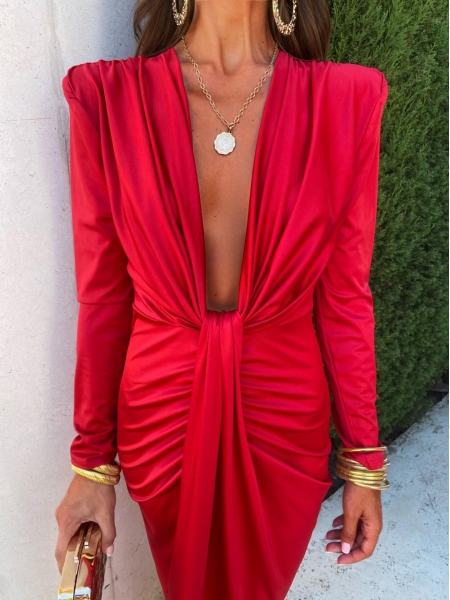 Coliza - Robe rouge à manches longues 2