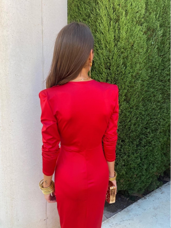 Coliza Long Sleeve Red Dress