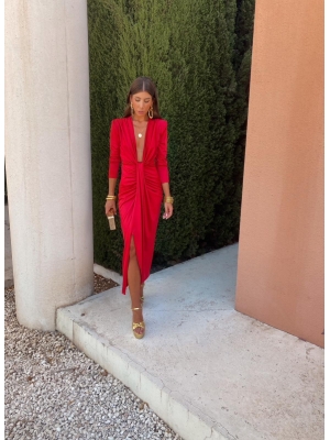 Coliza - Robe rouge à manches longues