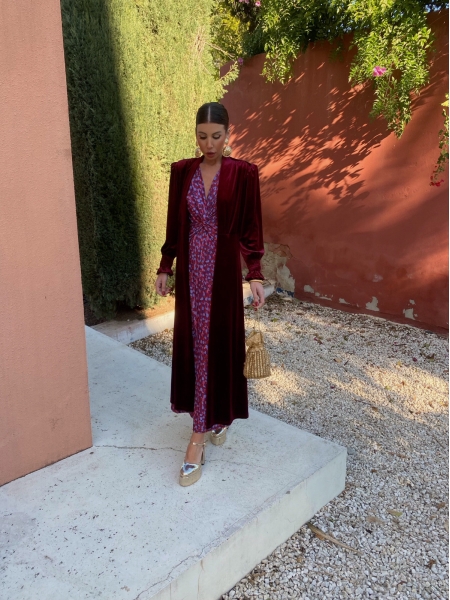 Kaftan Largo de Terciopelo Burdeos 2
