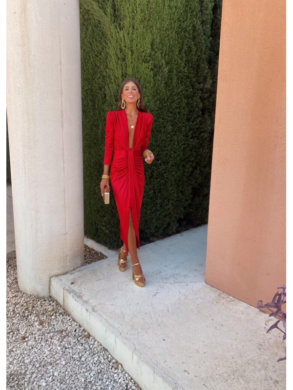 Coliza - Robe rouge à manches longues