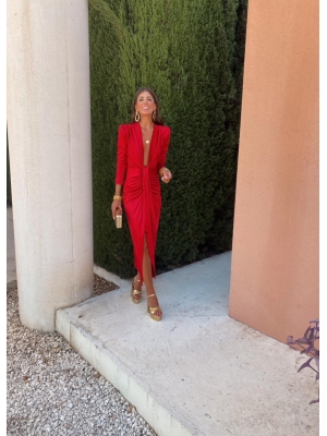 Coliza Long Sleeve Red Dress