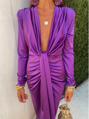 Vestido Coliza Manga Larga Morado