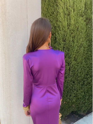Vestido Coliza Manga Larga Morado