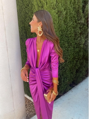 Coliza Long Sleeve Dress Buganvilla