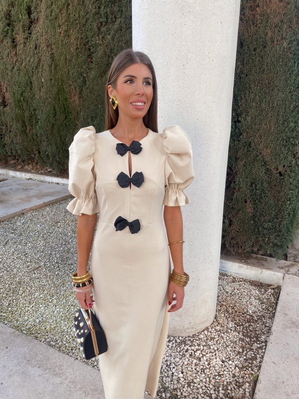 Vestido Demetria Bege