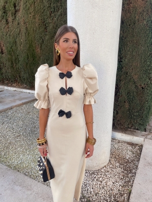 Vestido Demetria Bege