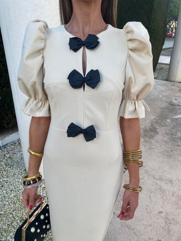 Vestido Demetria Bege