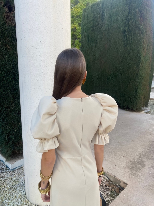 Vestido Demetria Bege