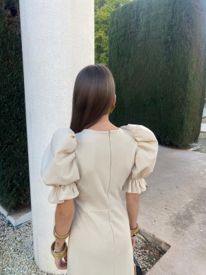 Vestido Demetria Bege