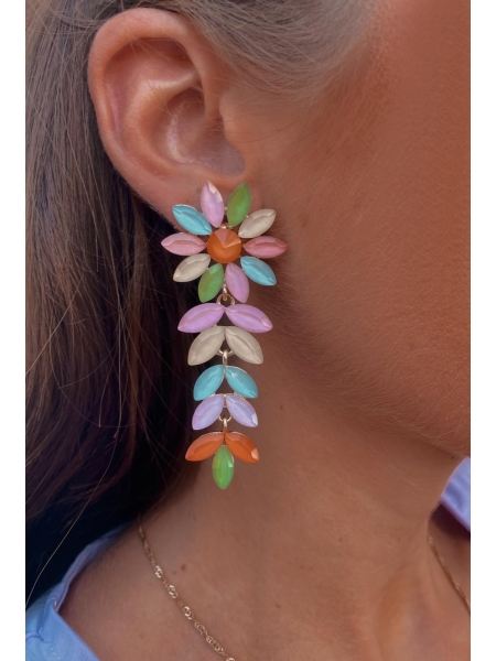 Brincos de flores multicoloridos